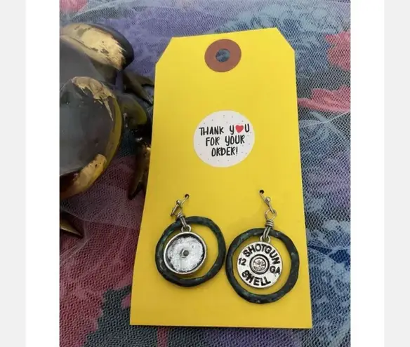 Handmade NWT Artisan Shot Gun Shells Wire Pierced Earrings