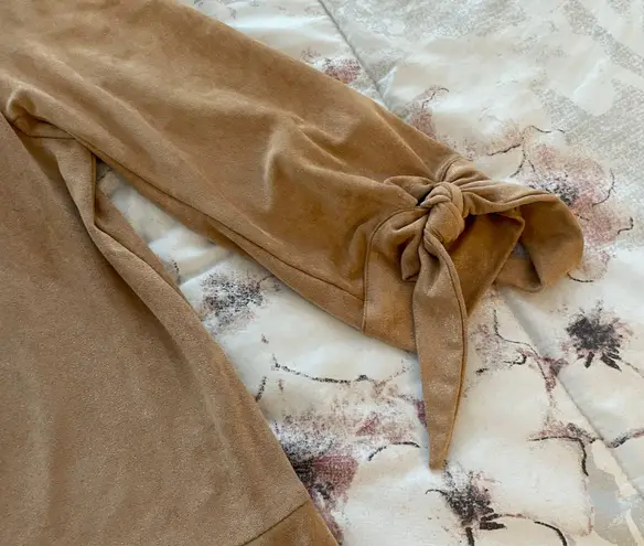 Ellison NWOT Mustard Sparkly Silk Blend 3/4 Tie Sleeves Open Front Jacket, size L