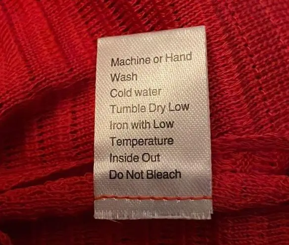 Ming Wang Poppy Red Gingham Trim Zip Front Long Sweater Jacket Womens S new nwt