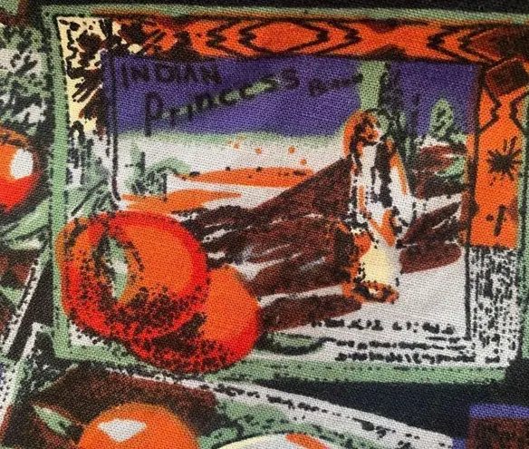 Vintage Mine & Bills Outfitters Shirt Western Button Up Retro Orange Crate Art Size L