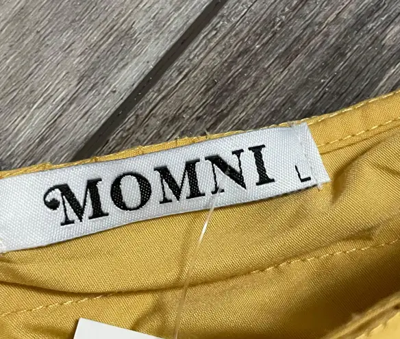Momni NWT Pansy Pleated Ruffle Crop Blouse Mustard Yellow Size Large