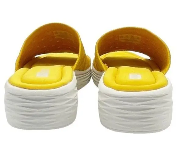 Ryka Nanette Stretch Knit Slide Demi-Wedge Slip-On Sandal Yellow White Size 9.5