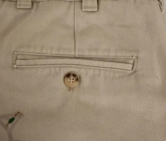 Vintage Berle High Waist Khaki Shorts With Martinis Embroidered All Over Size 36 Tan