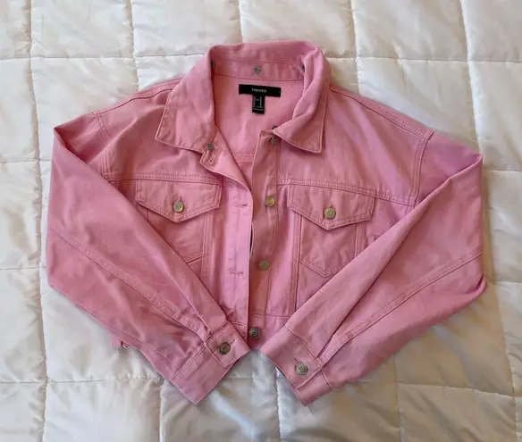 Pink jean jacket forever 21 hot sale