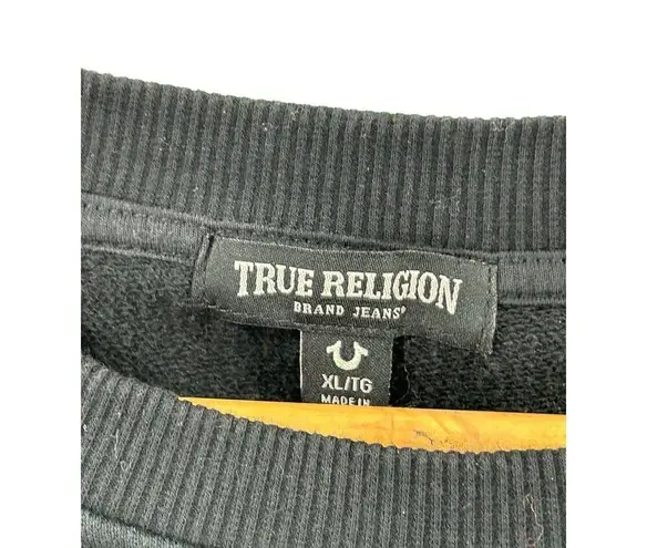 True Religion  Buddha Black Womens XLarge long Sleeve Crop Sweatshirt