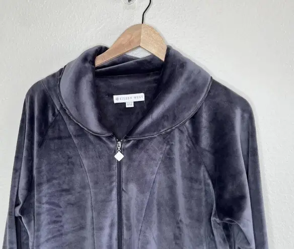 Eileen West Charcoal Gray Velvet Short Zip Robe Size S/M Sleepwear