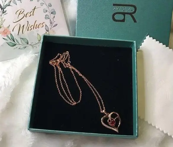 Sterling Silver NWT Old Rubin Rose Gold Plated 925  Heart Necklace