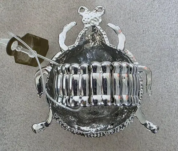 Vintage Statement Silver Beetle Bug Ring with AB Stones