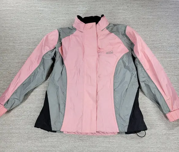 Tour Master Sentinel Rain Jacket Womens M Pink Gray Hooded Rip Stock Golf Cycle Size M