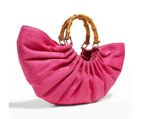Cult Gaia ππ Banu Mini Tote Bag Raffia Half Moon ~ Qajar Rose Pink NWT