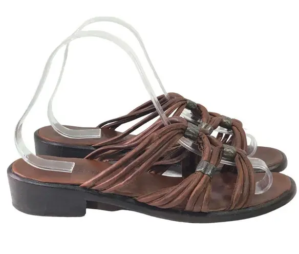 Cole Haan  Womens Size 8 AA Leather Southwestern Country Sandals Metal TINY FLAW