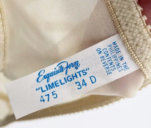 Vintage 60s Exquisite Form Limelights 475 Bra Sheer Beige Mesh Lace Size 34D