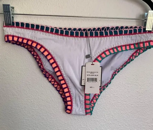NWT Platinum Color Block Whipstitched Scoop Bikini Bottom Size L