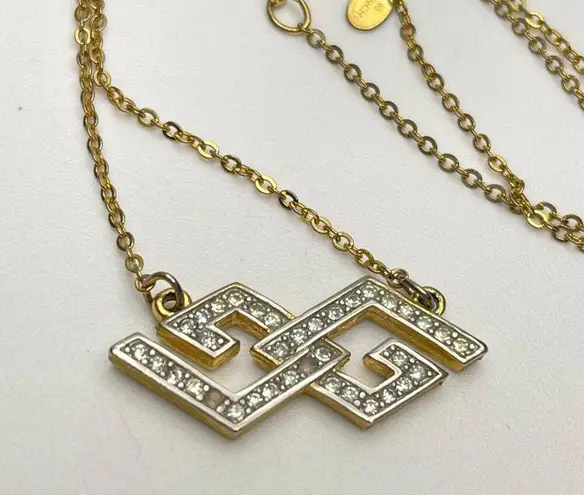 Givenchy Double G Gold-tone Necklace With Crystals. Preowned