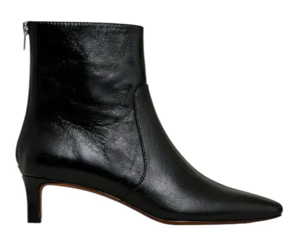 Madewell NWD  The Dimes Kitten Heel Boot in Black Crinkle Patent Leather Size 5 - Image 1