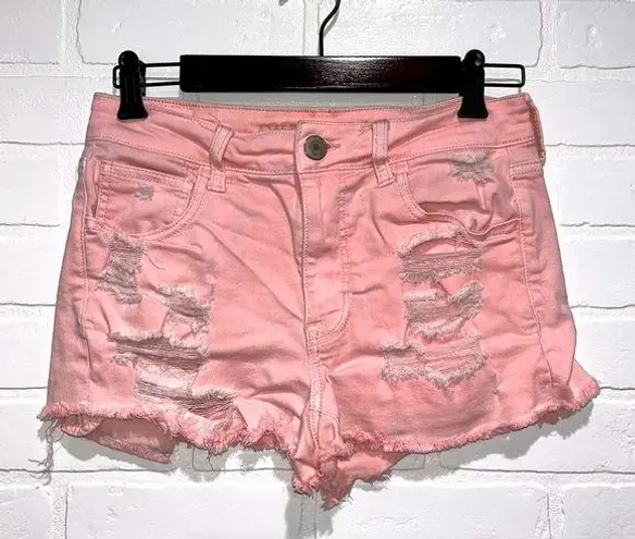 American Eagle  Outfitters Pink Distressed Denim Shorts Size 6