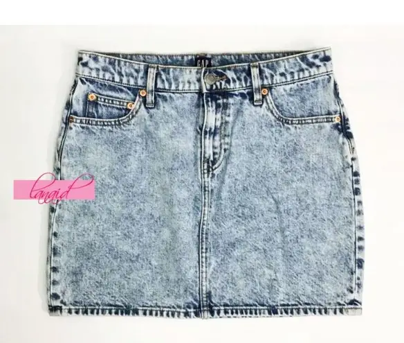 Gap NEW  Acid Wash Mini Skirt Denim Jean Stonewashed Retro 80s Vintage 27 Tall