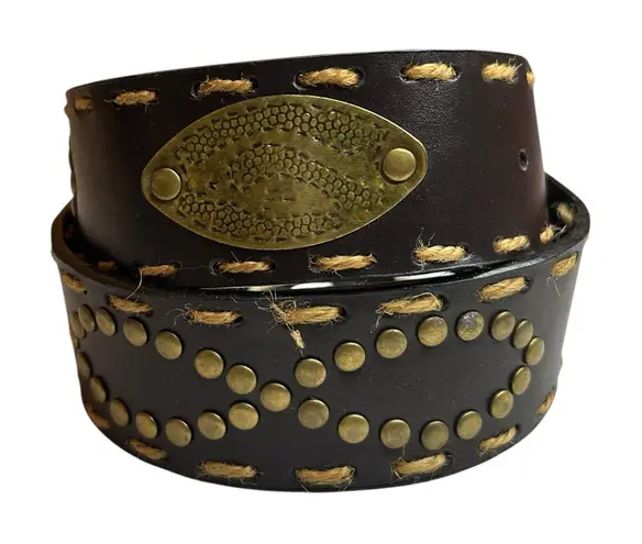 Western Cowgirl Grunge Black Infinity Stud Belt 36” Rope Stitch Hem S/M NWT