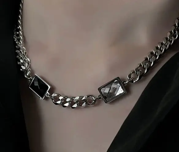 Link Chain Necklace for Men Women Streetwear Unisex Hip Hop Style Silver