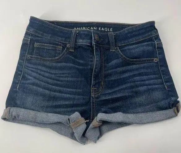 American Eagle  outfitters high rise shortie blue jean shorts size 6