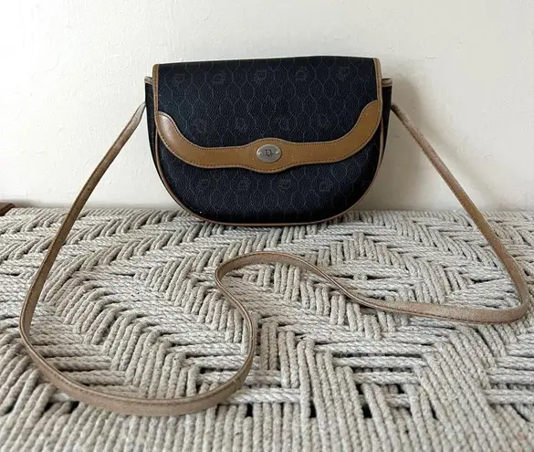 Christian Dior DIOR Honeycomb Black & Tan Leather Crossbody Bag