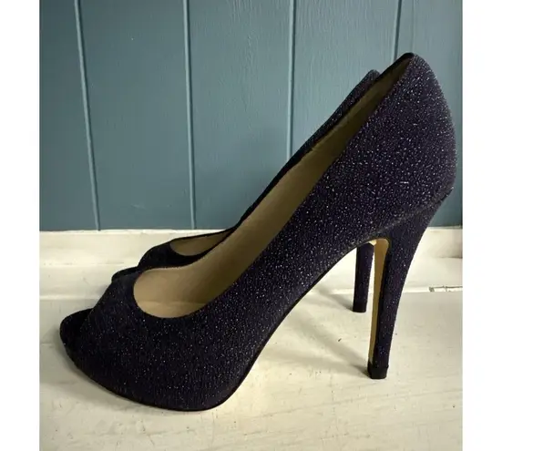 L.K.Bennett Plum Purple Glitter High Heel Open Toe Dressy Shoes Women’s Sz 37.5