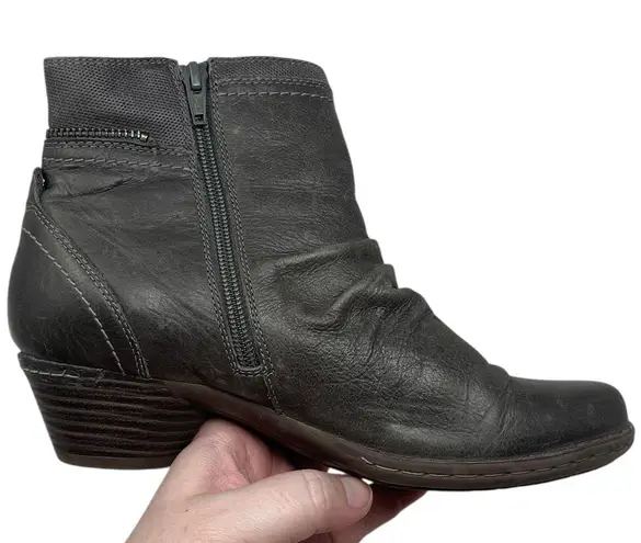 Cobb Hill “Laurel” Gray Leather Zip Ankle Boots Women’s Size 7 Fall Winter