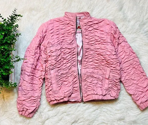 Bubblegum Leather Pink Textured Leather Jacket