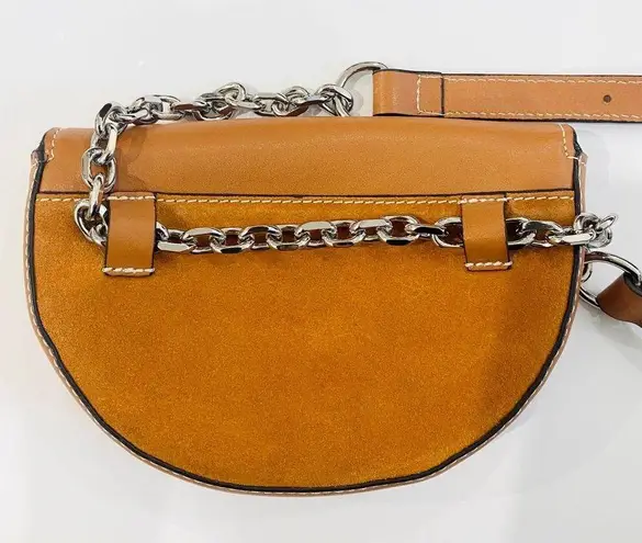 ZARA 100% leather and chain waist belt bag with silver hardware