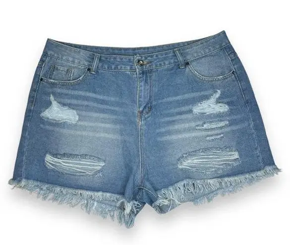 D & W Jeans 1981 Cut off Raw Hem Denim Jean Shorts XL 16 Blue