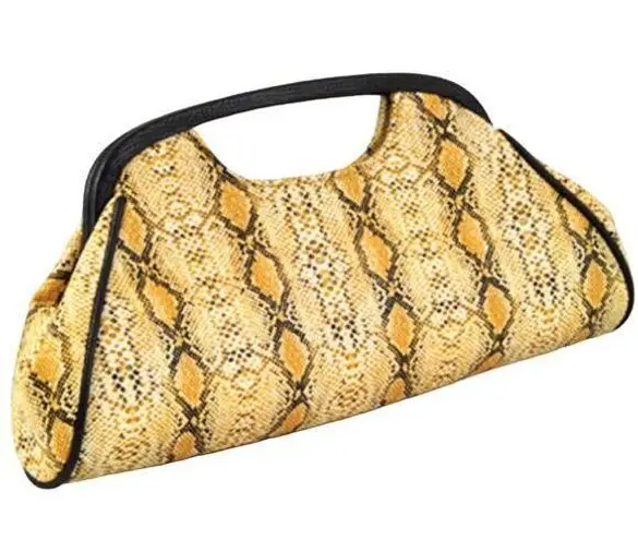 Golden Yellow Black Animal Print Clutch Evening Bag