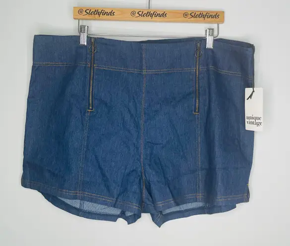 Unique Vintage Blue Denim Summer Love Shorts- Size 4X (22-24)- NWT