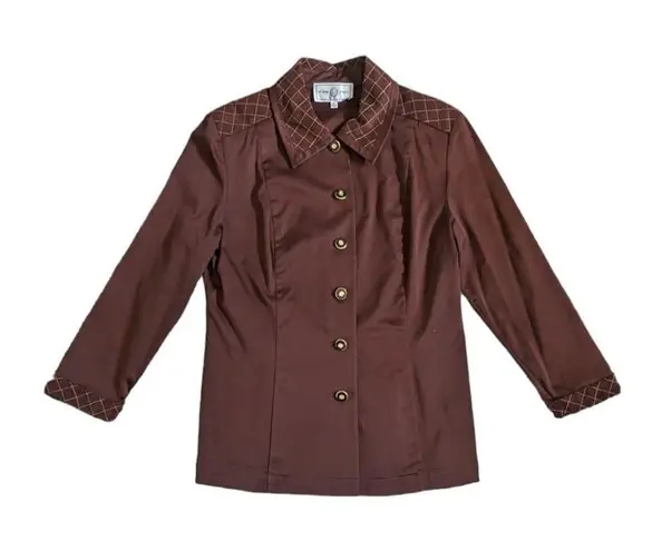 St. John Vintage 1990s Sport Chocolate Brown Quilted Suit Set Blazer Trousers 90s