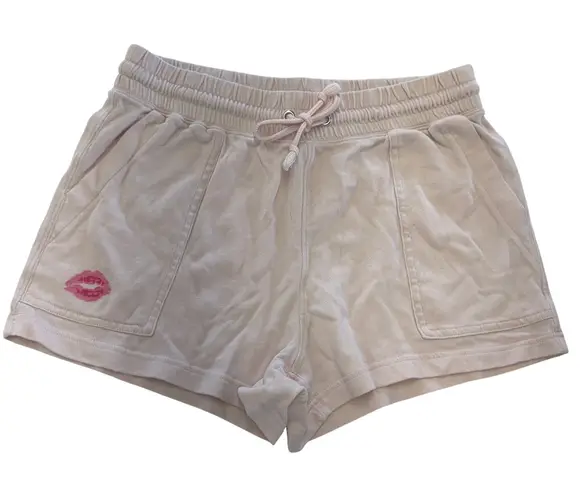 J.Crew Womens Small Shorts Pink Lounge Drawstring Lip Print Cotton Blend