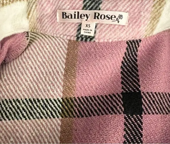 🌺 Bailey Rose Pink Plaid Flannel Shacket Size XS