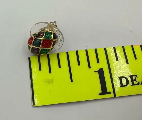 Joan Rivers  Faberge Egg Multicolor Stud Earrings Jewel Tone