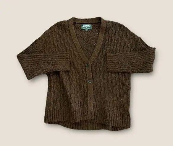 American Eagle  Outfitters Oversized Chunky Knit Button Cardigan Brown Small