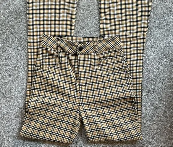 Chocolate USA Yellow Plaid Flare Pants Small