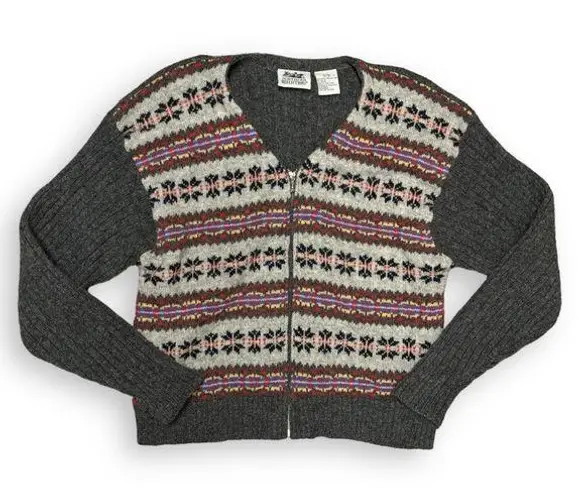 Northern Reflections  Wool Zip Up Fair Isle Cardigan