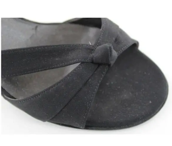 Van Eli Laban Black Fabric Open Toe Slingback Heel Size 6