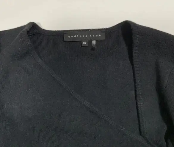 Endless Rose Cotton Stretch Ribbed Knit Stretch Asymmetrical Collar Sweater XS