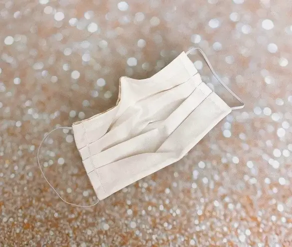 Cream Gold Glitter Marble Premium Cotton Face Mask Multiple