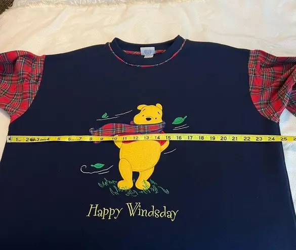 Vintage 90s Pooh Bear Nightgown One Size Happy Windsday Flannel Sleeves Blue