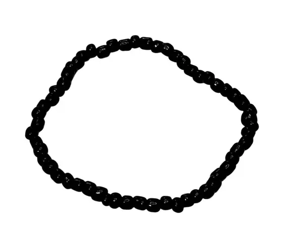 Black Beaded Stretch Bracelet Minimalist Basic 7"