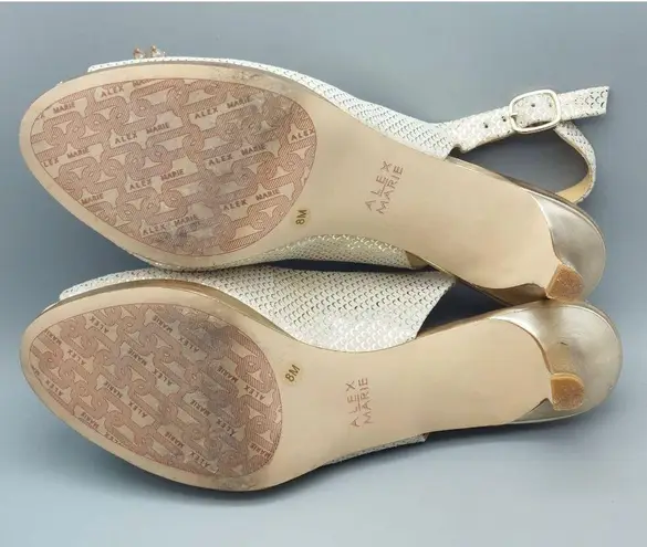Alex Marie Size 8M Marla Gold Cream Slingback Pump Beaded Formal Party Wedding