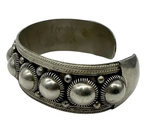 Siam Thailand Vintage Filigree Massive Silver Sterling Cuff Bracelet Pre 1948