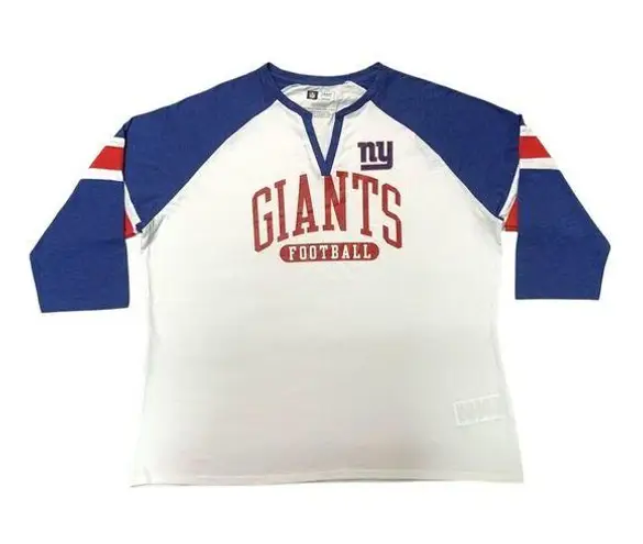 NFL Team Apparel NFL New York Giants Women's 3/4 Sleeve Raglan T-Shirt White, Small