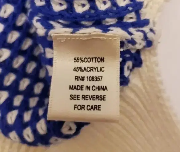 Avaleigh Oversized Twisted Stripe Sweater Cotton blend knit sweater Ribbed XS Blue