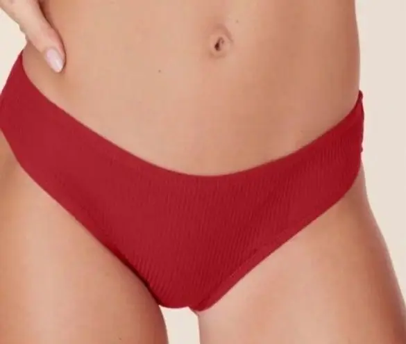 ANDIE x Mindy Bikini Set Maui Top Rib Swimsuit Flame Red size small NWT