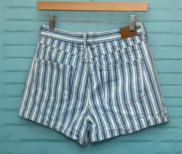 American Eagle American‎ Eagle Women's Blue Striped Denim Shorts Size 4 Mom Style Cuffed Hem